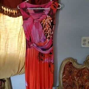 Roberto Cavalli Orange and Pink Jersey Dress, Small